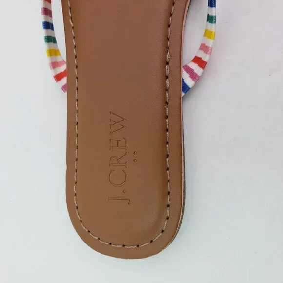J. Crew Womens Size 5 Multi Color Striped Slip On Thong Flip Flop Sandals AX836 - Picture 10 of 10